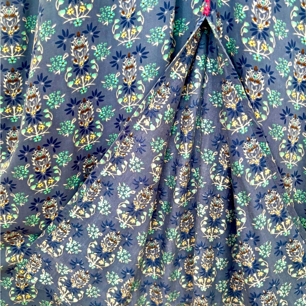 NATURAL LIFE Teal Maxi Dress with Deep Red Embroidery Trim. - Picture 5 of 7
